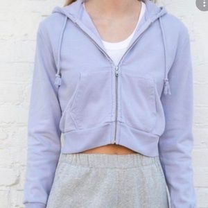 Rare baby blue brandy Melville cropped crystal hoodie